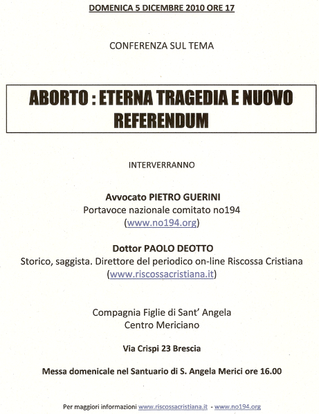 Locandina Conferenza 5 Dicembre 2010