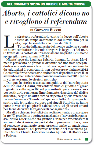 Articolo ItaliaOggi del 29 settembre 2012