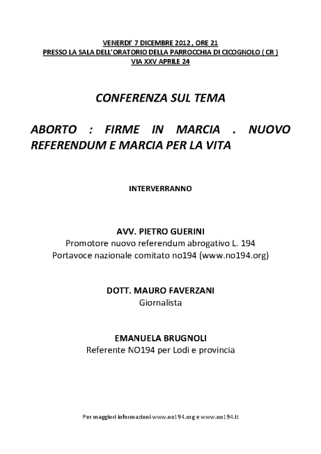 Locandina Conferenza 7.12.2012