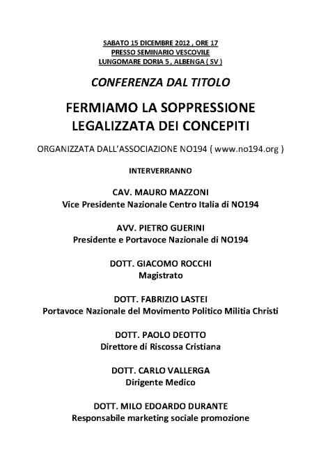 Locandina Conferenza 15.12.2012