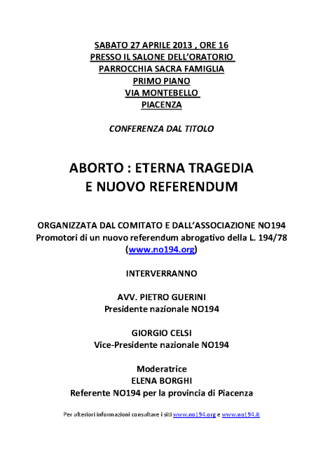 Locandina Conferenza 27.4.2013